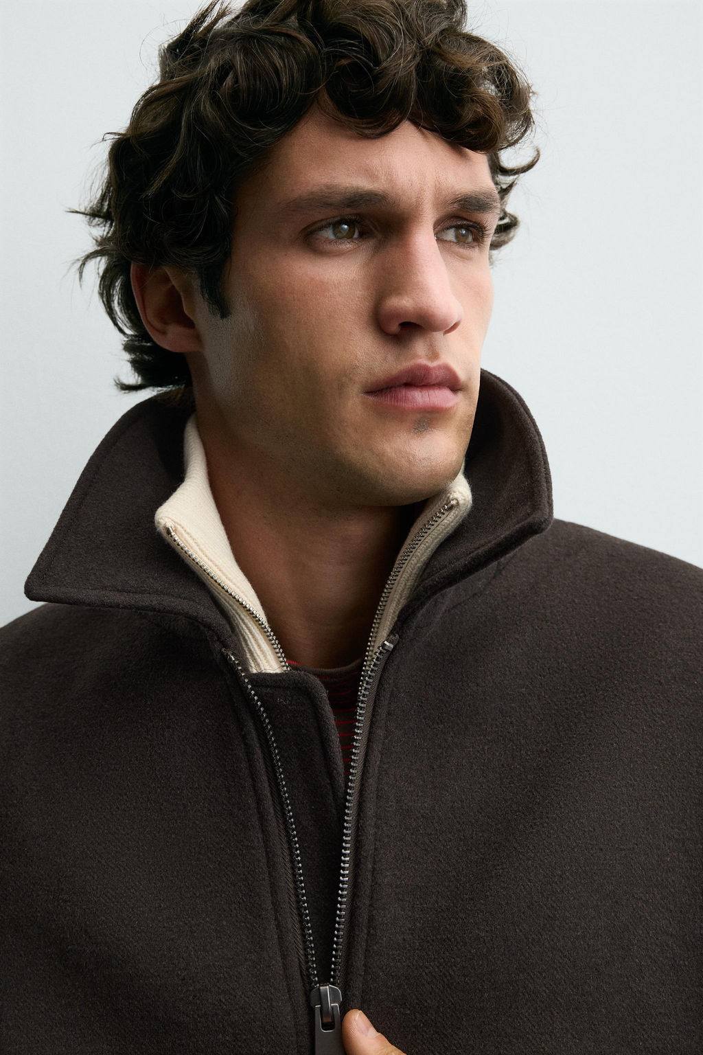 WOOL BLEND JACKET WITH CONTRAST COLLAR - Zara фото 6