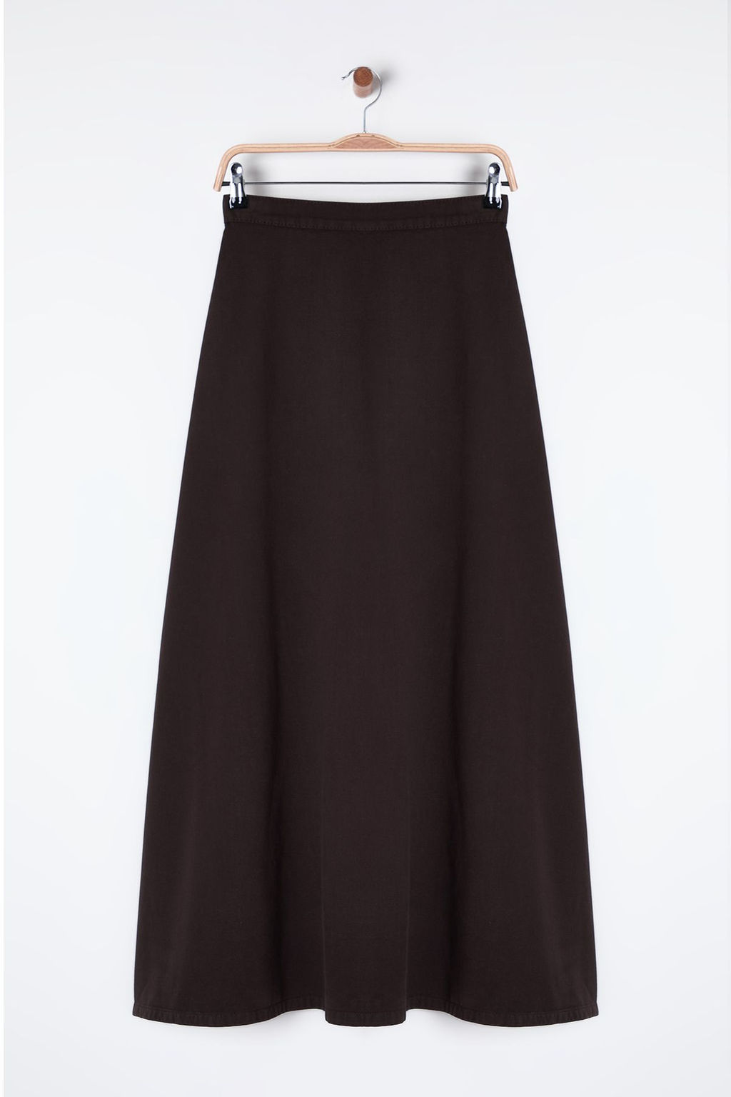 Kahverengi Volanl? Maxi Denim Etek TWOSS25ET00005