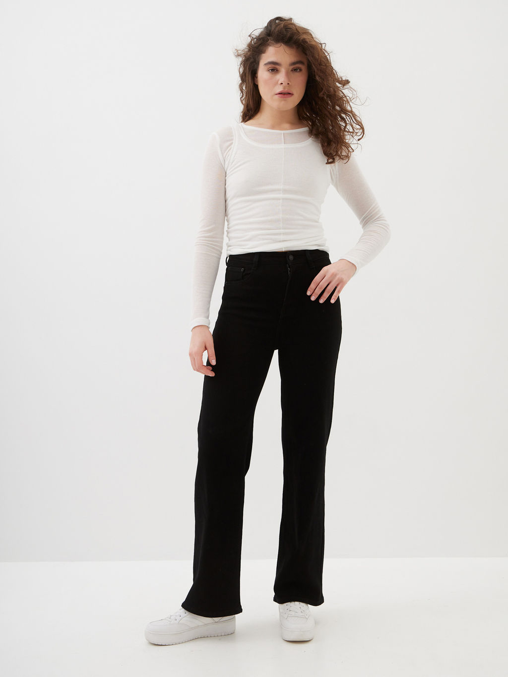 Женские джинсы широкие с высокой посадкой - Mossmore фото 34