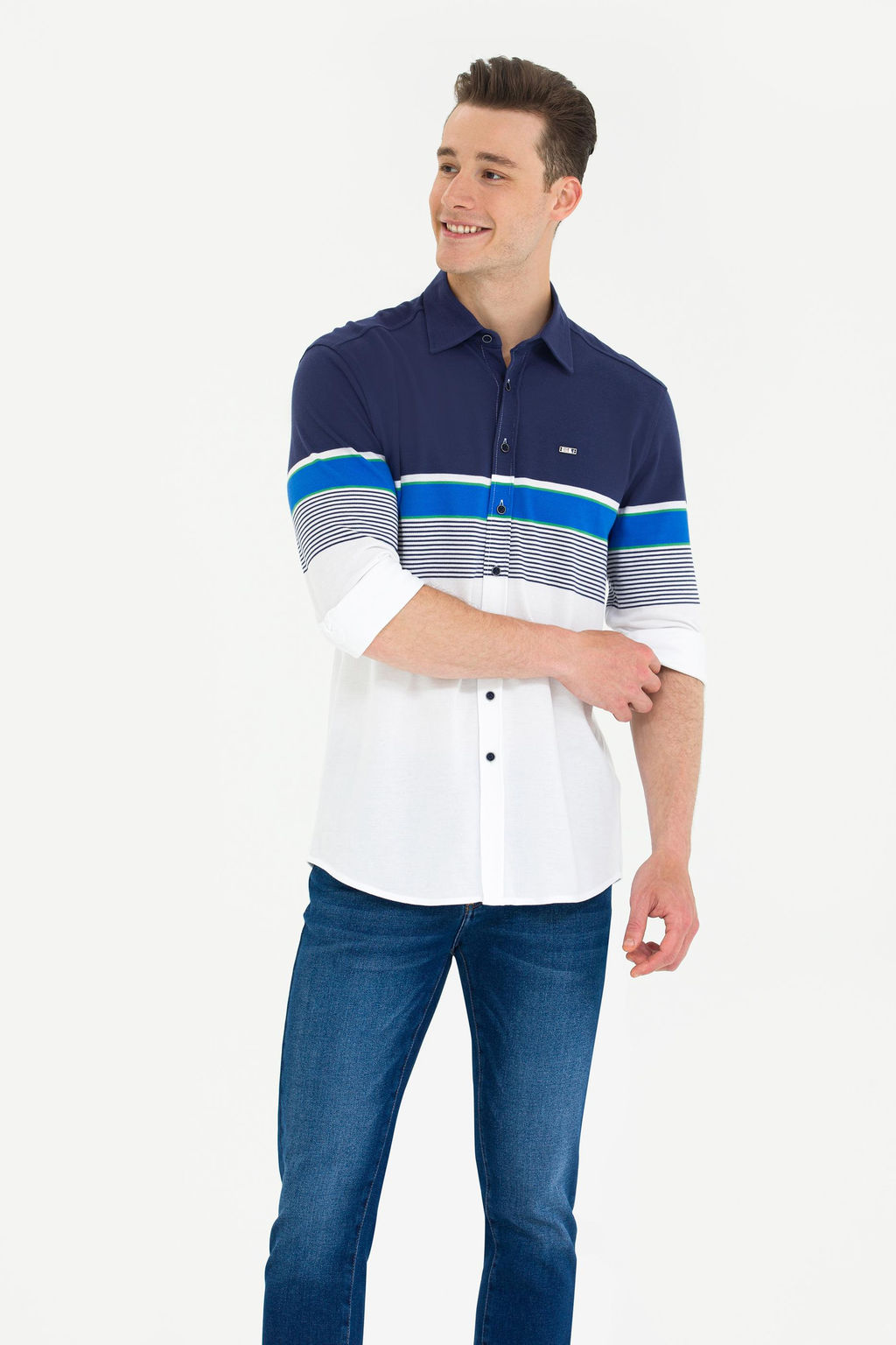 Мужская темно-синяя рубашка с длинным рукавом - U.s. polo assn фото 2