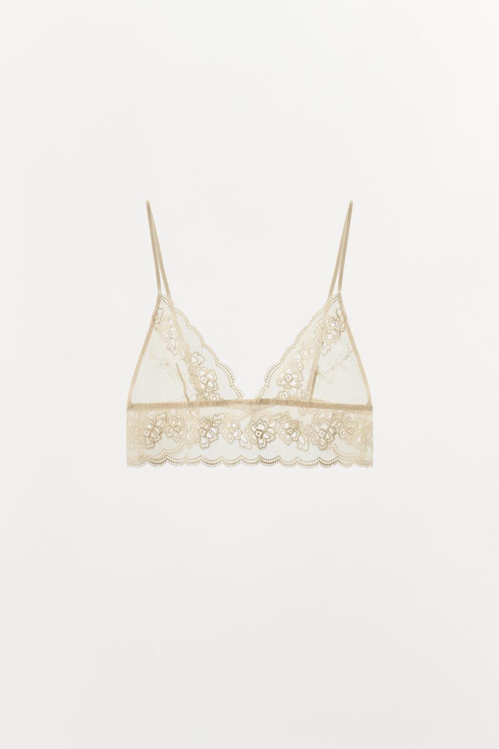 SUJETADOR TRIANGULAR MESH ENCAJE / Crudo - Zara фото 4