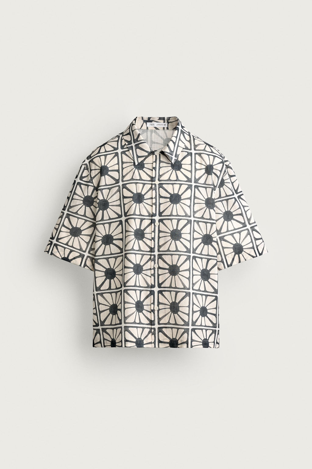 CAMISA RELAXED FIT ESTAMPADO MOSAICO / Blanco - Zara фото 7