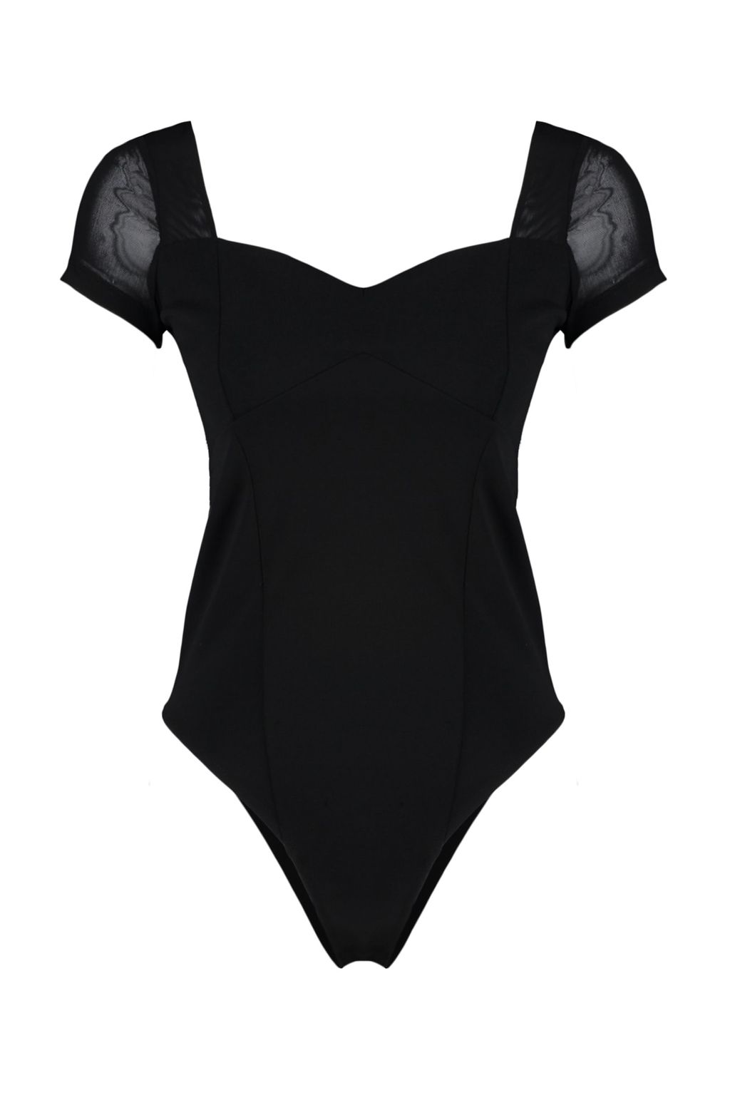 Siyah Fitted/Vucuda Oturan Tul Detayl? Krep Esnek Orme Body TWOSS23BD00072