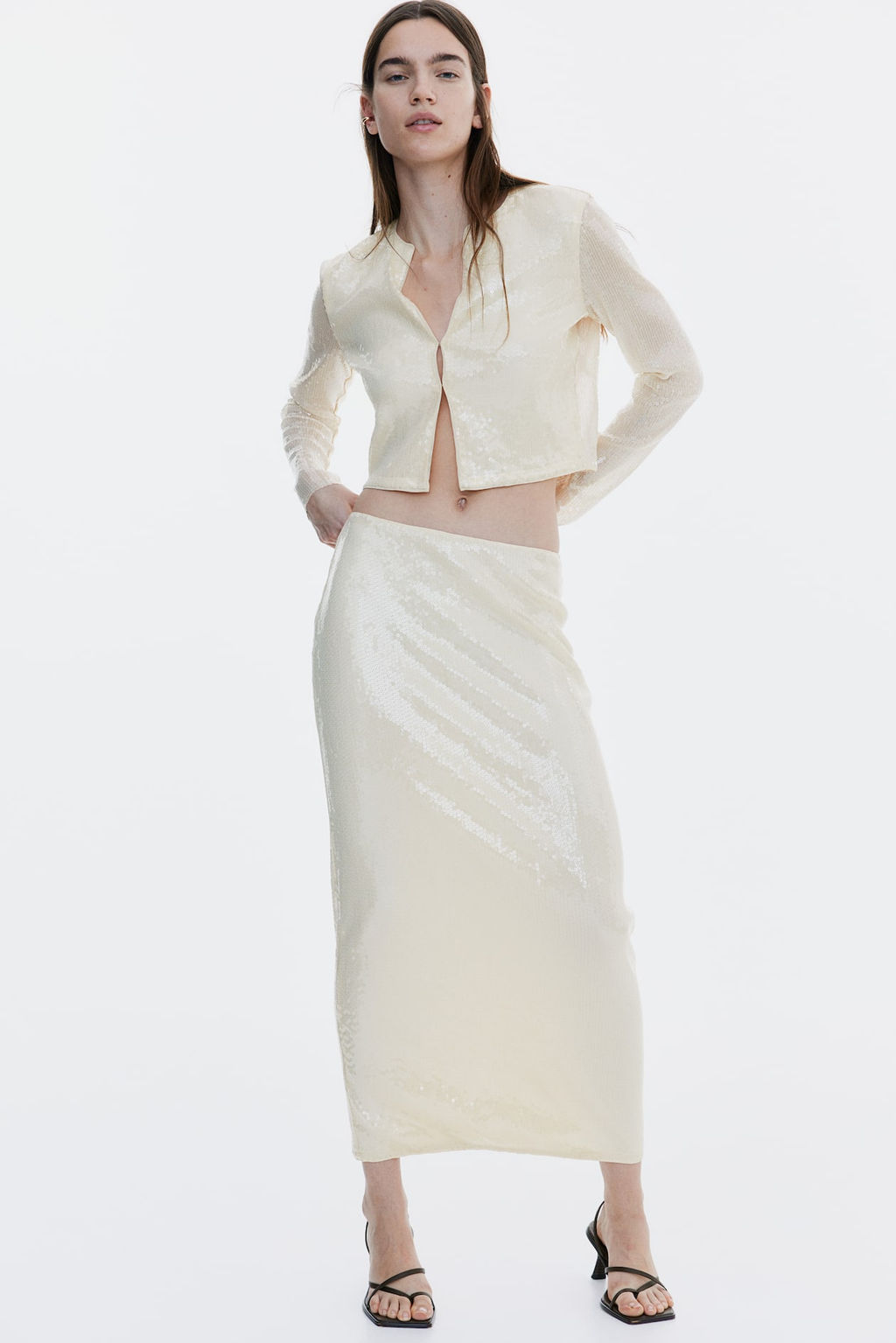 Top cropped de lentejuelas - H&m фото 3