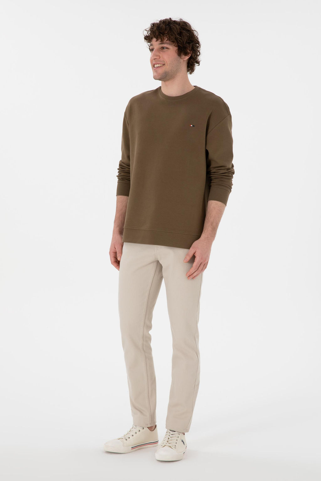 Erkek Comfort Fit Bisiklet Yaka Haki Sweatshirt Sepette S_rpriz _ndirim - U.s. polo assn фото 4