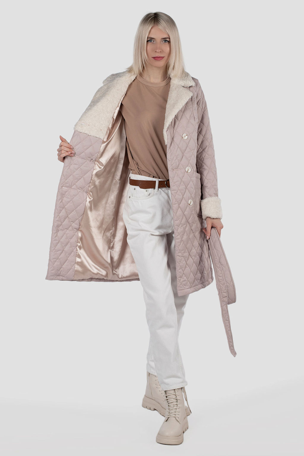 01-11626 Пальто женское демисезонное (пояс) - El podio фото 2