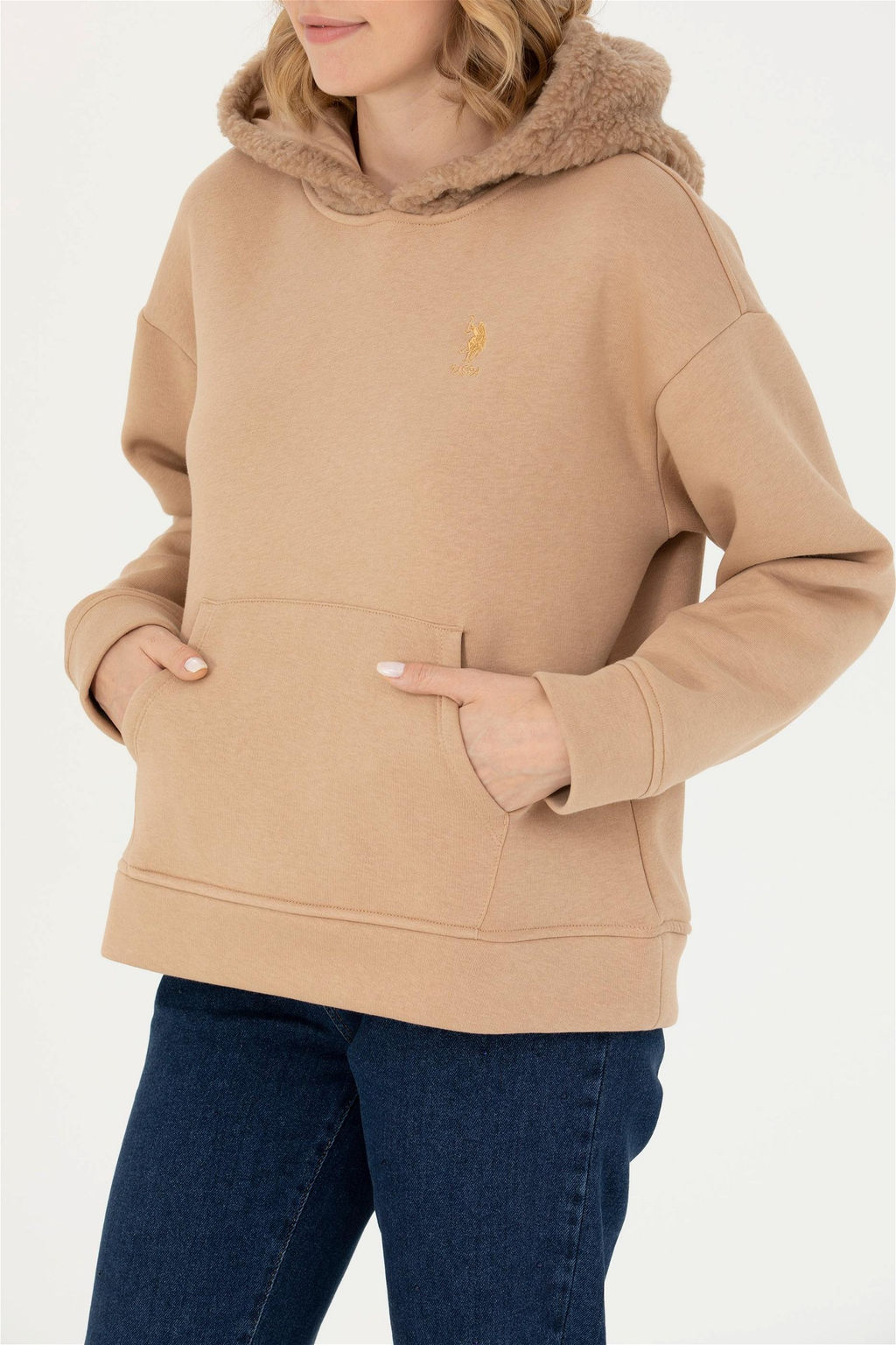 U. S. Polo Assn Женская толстовка с капюшоном песочного цвета - U.s. polo assn фото 13