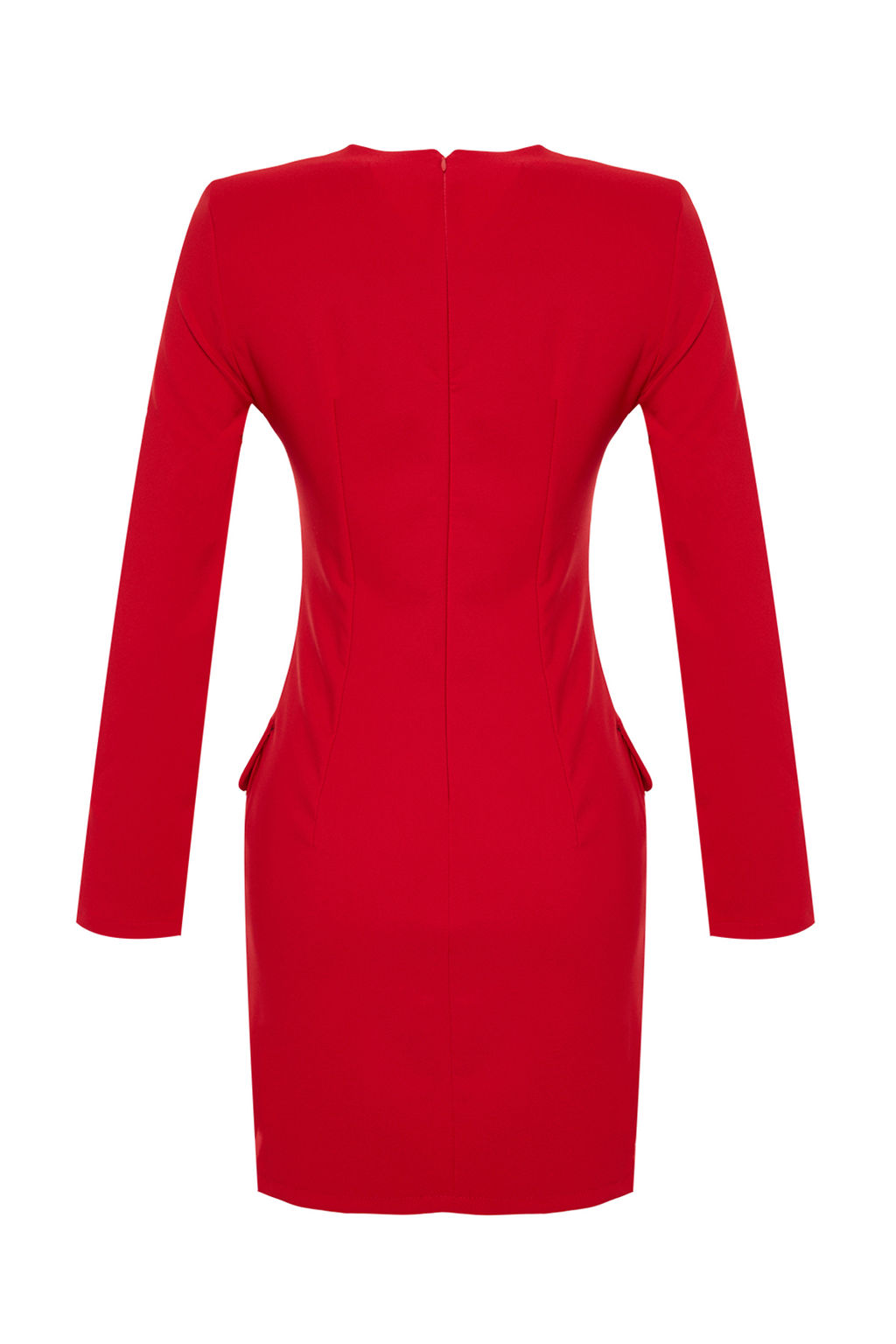 K?rm?z? Cep Detayl? Dugmeli V Yaka Dokuma Ceket Elbise TWOAW24EL00629 - Trendyolmilla фото 14