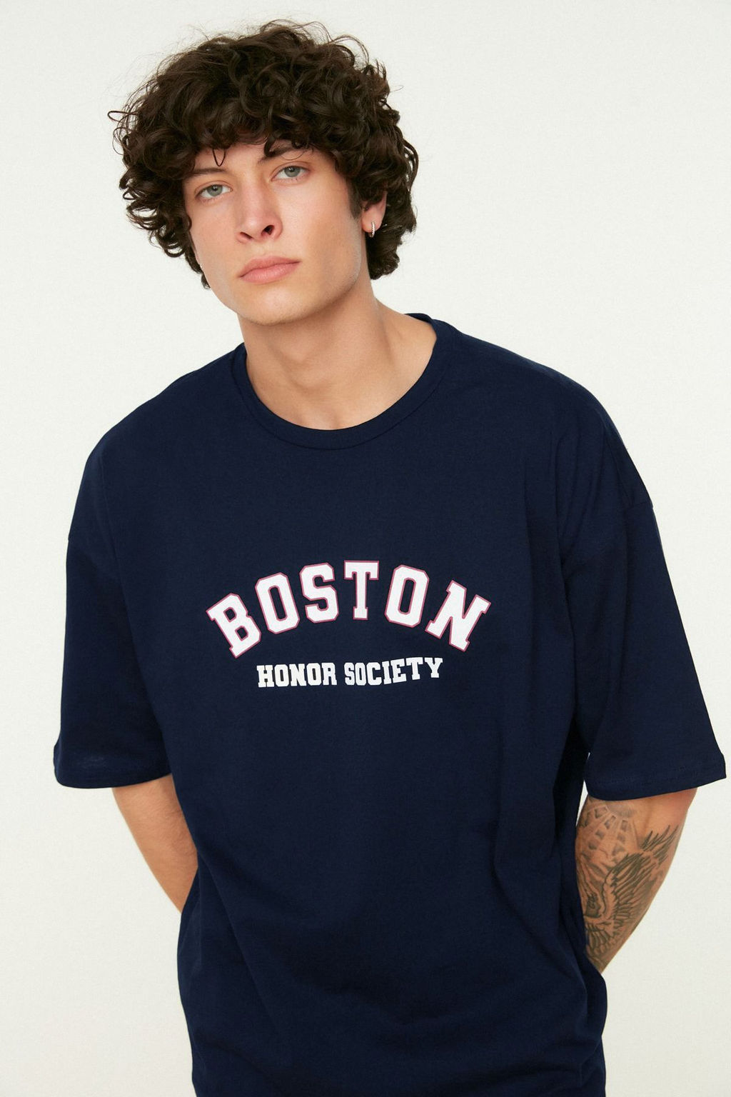 TRENDYOL MAN Lacivert K?sa Kol Bask?l? T-Shirt TMNSS21TS1217 - Trendyolmilla фото 4