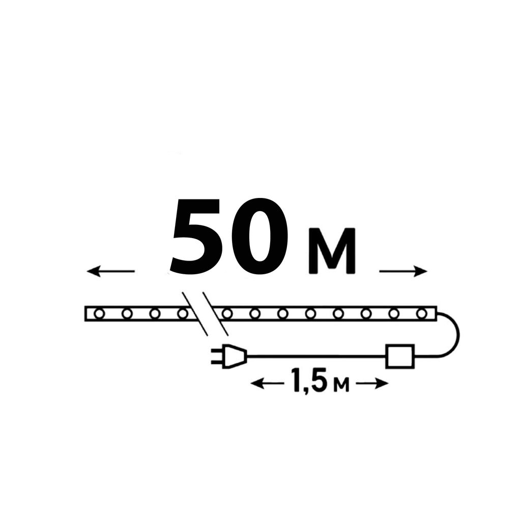 ULD-D50 50M/С08 IP44 WHITE Гирлянда светодиодная Дюралайт, 50м. С контроллером. Белый свет. Провод белый. ТМ Uniel