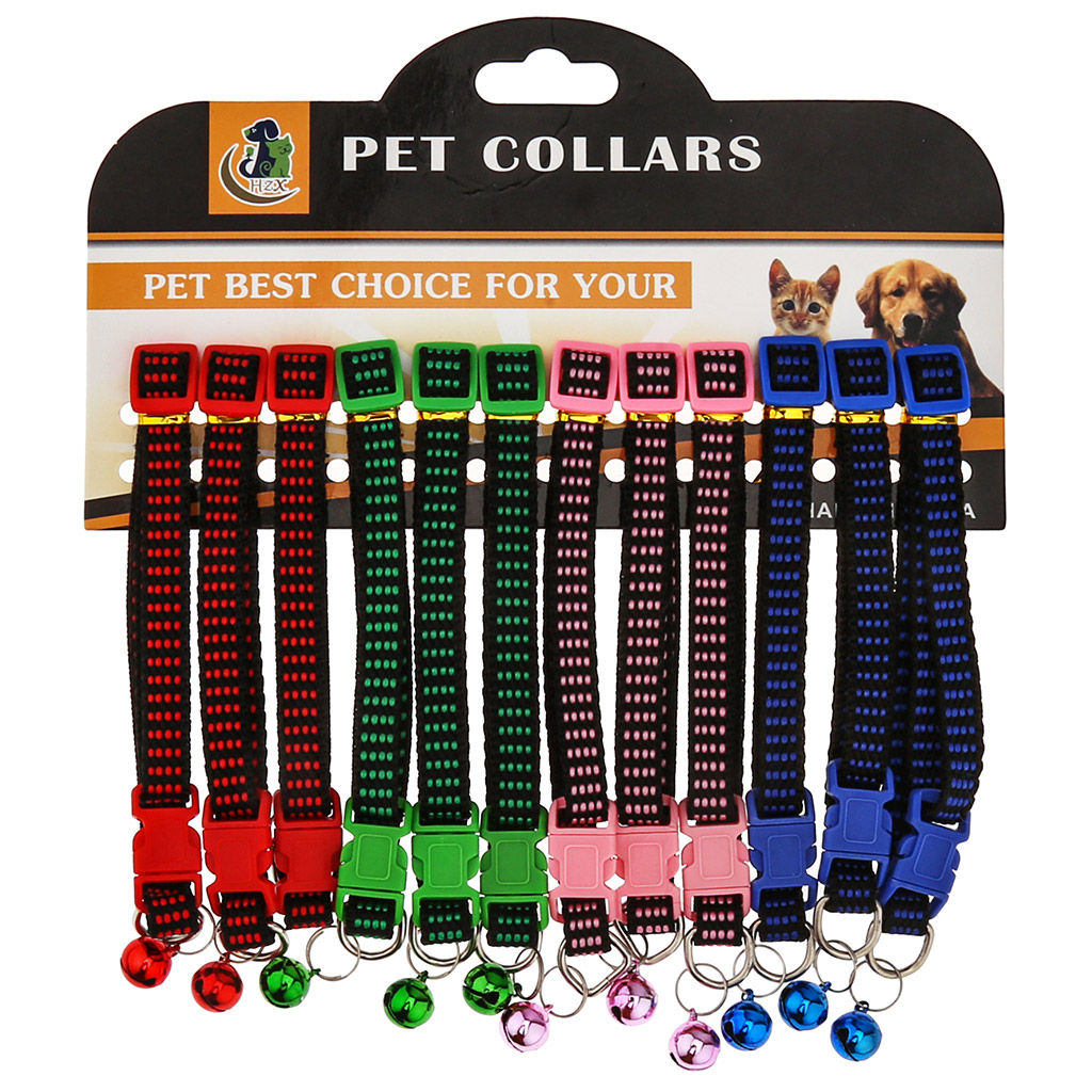 Пэт тойс (Pet toys) Ошейник универсальный Штрих 1х31см, пластмассовая застежка, с бубенчиком, полиэстер, на картоне, цвета микс (Китай)  фото 2