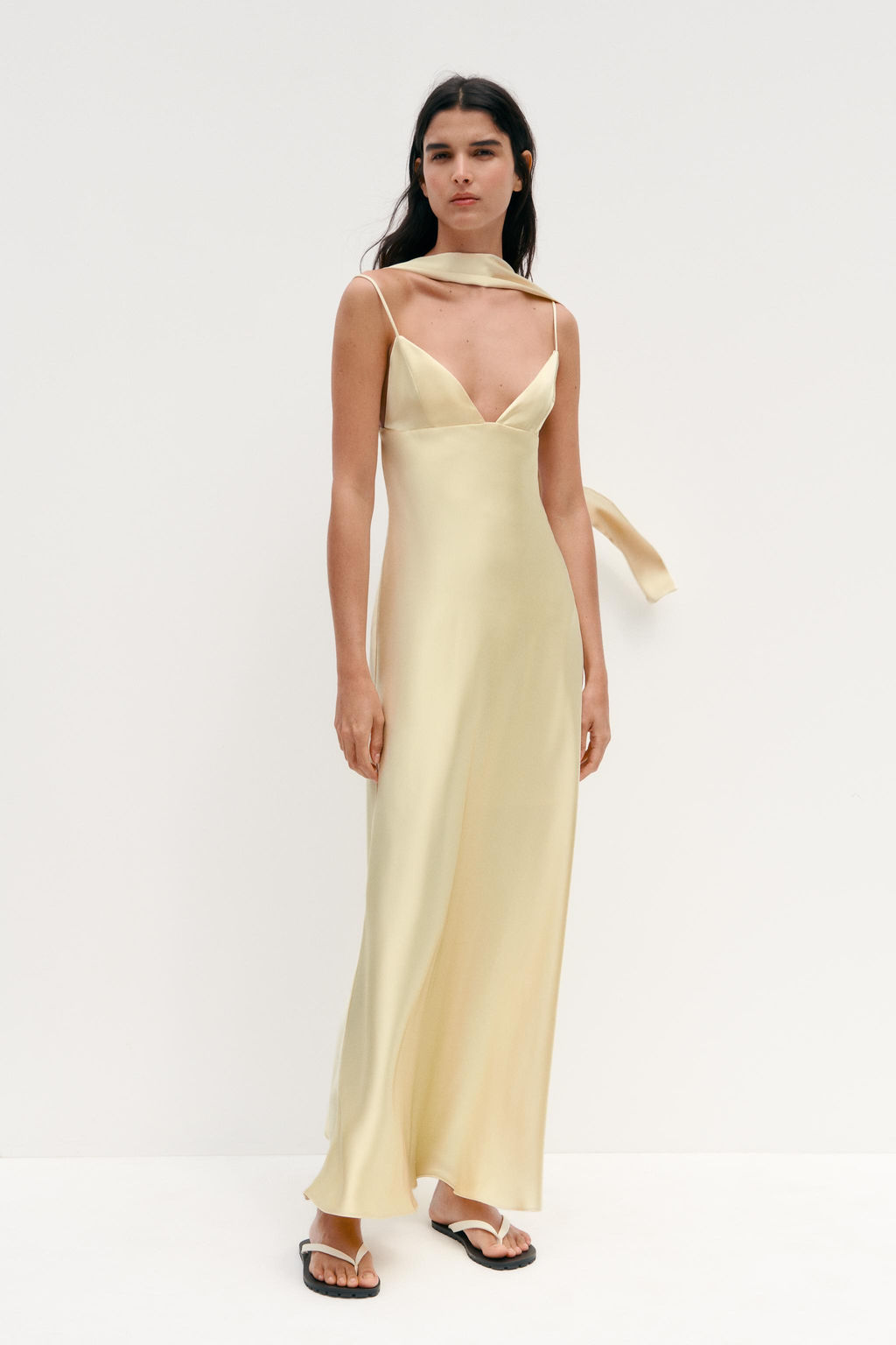 FOULARD SATIN MAXI DRESS - Zara фото 9