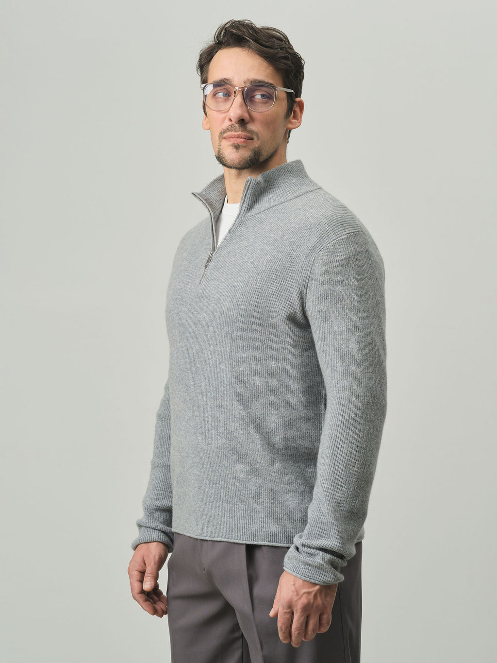 Джемпер мужской из кашемира KM010835-D серо-голубой