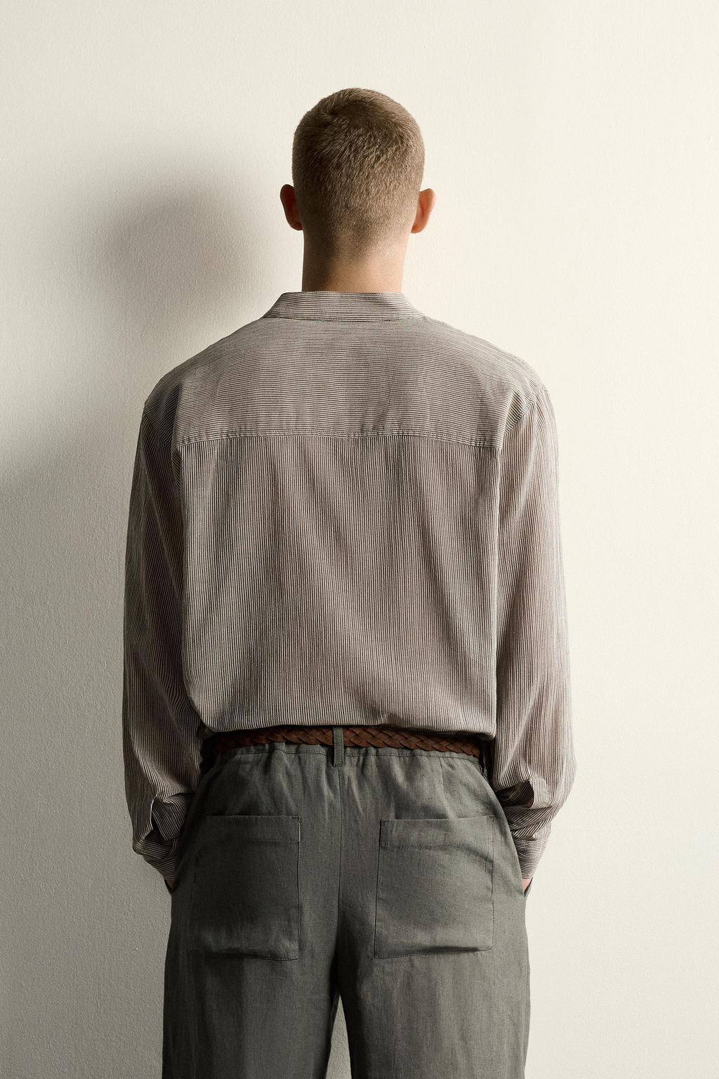 CAMISA FLUIDA RELAXED FIT / Rayas marrones