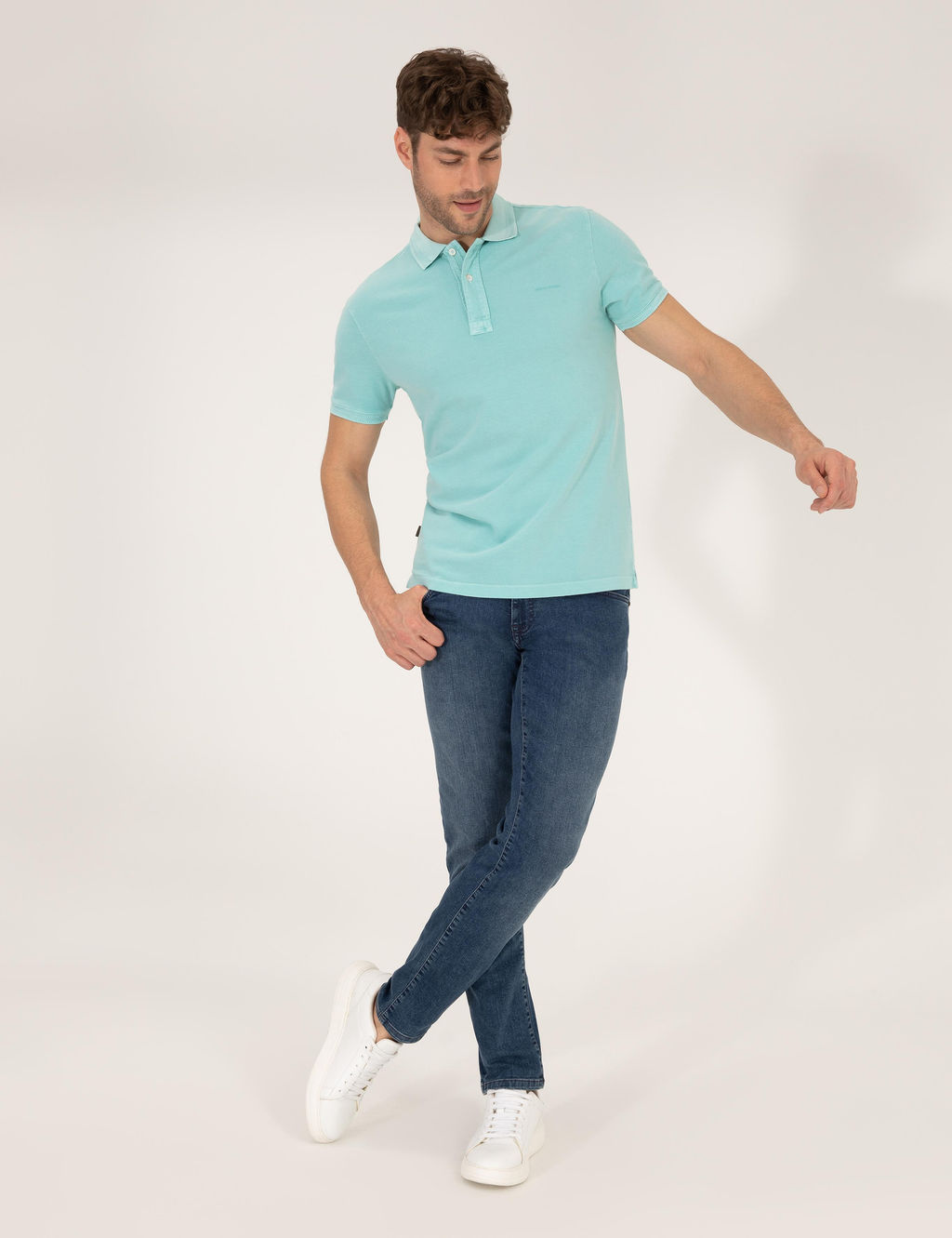 Mavi Slim Fit Dokulu Polo Yaka Ti__rt - Pierre cardin фото 4
