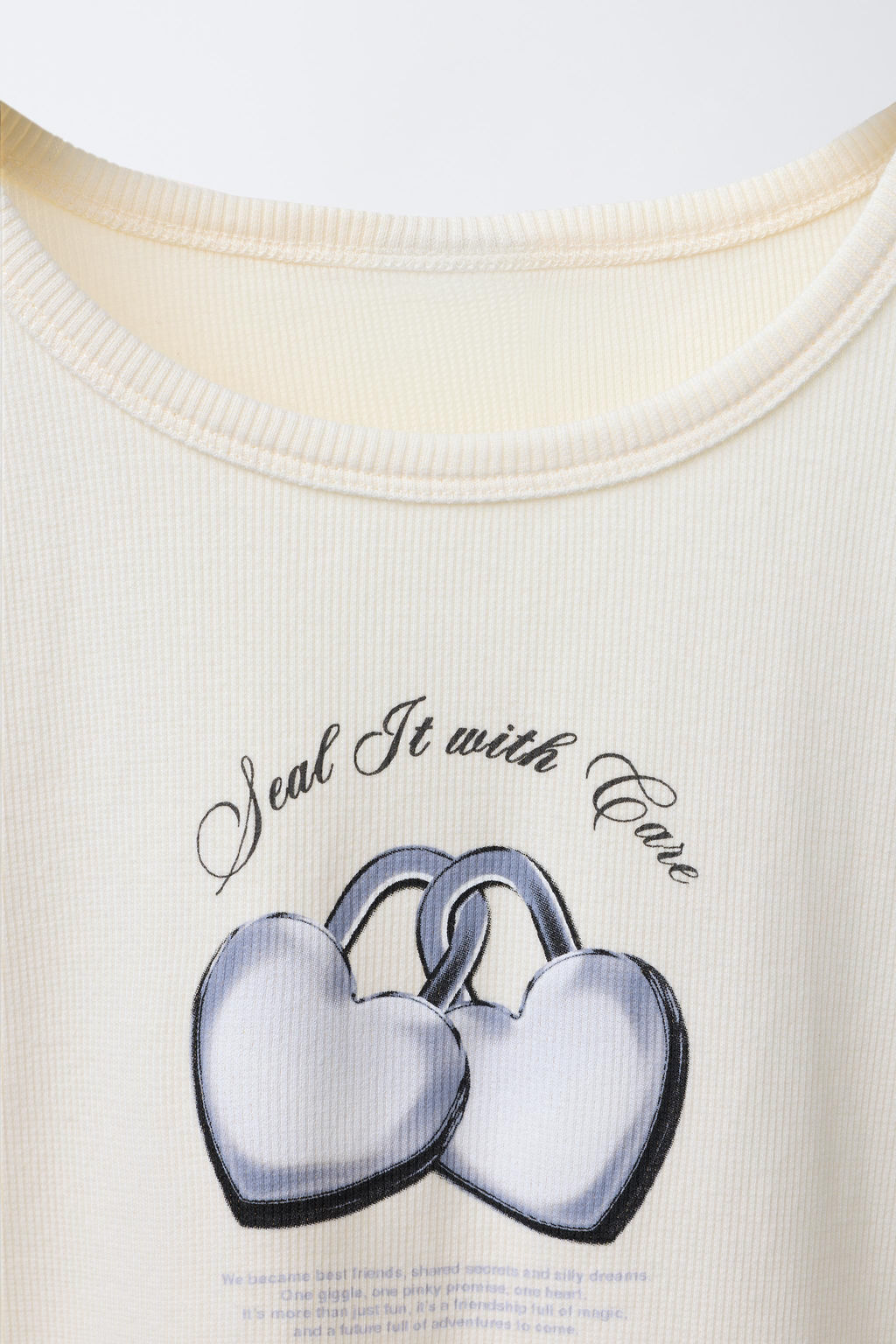RIBBED T-SHIRT WITH HEARTS AND SLOGAN - Zara фото 3