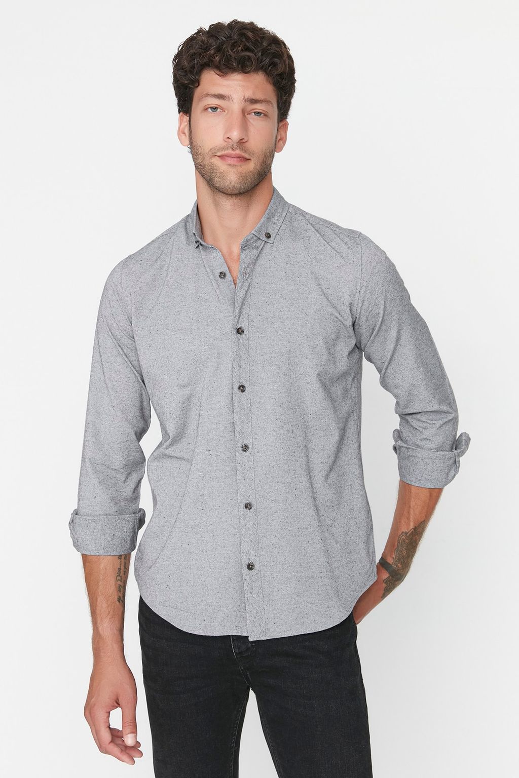 TRENDYOL MAN Yesil Slim Fit Dugmeli Yaka K?sl?k Gomlek TMNAW20GO0094 - Trendyolmilla фото 7