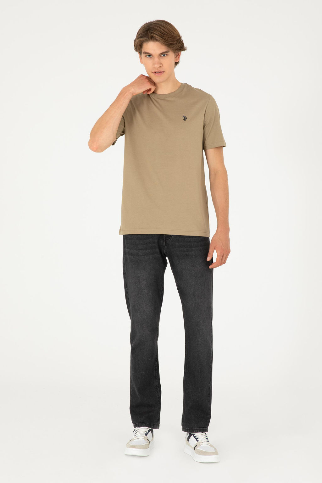 Мужская базовая футболка цвета хаки - U.s. polo assn фото 4
