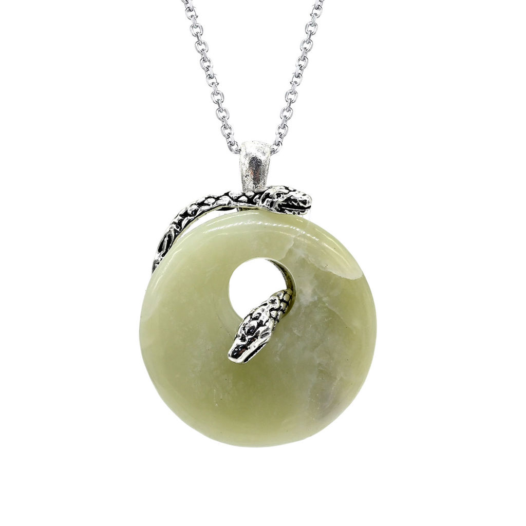 Подвеска с нефритом Змея в кольце 30*40мм