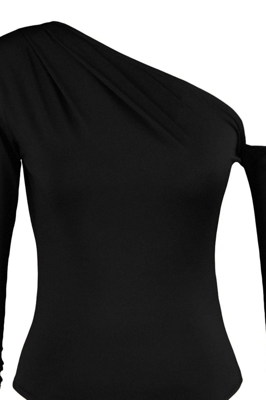 Siyah Asimetrik Yaka Uzun Kollu Esnek Alttan C?tc?tl? Orme Body TWOAW22BD0080