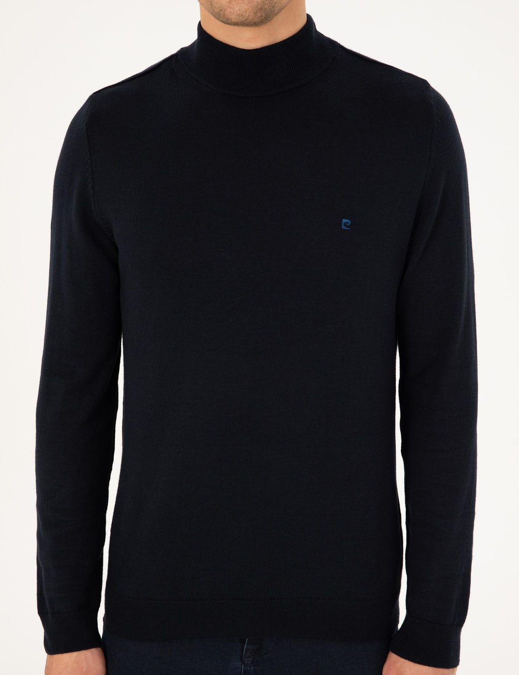 Lacivert Slim Fit Yar_m Bal_k__ Yaka Basic Triko Kazak - Pierre cardin фото 6