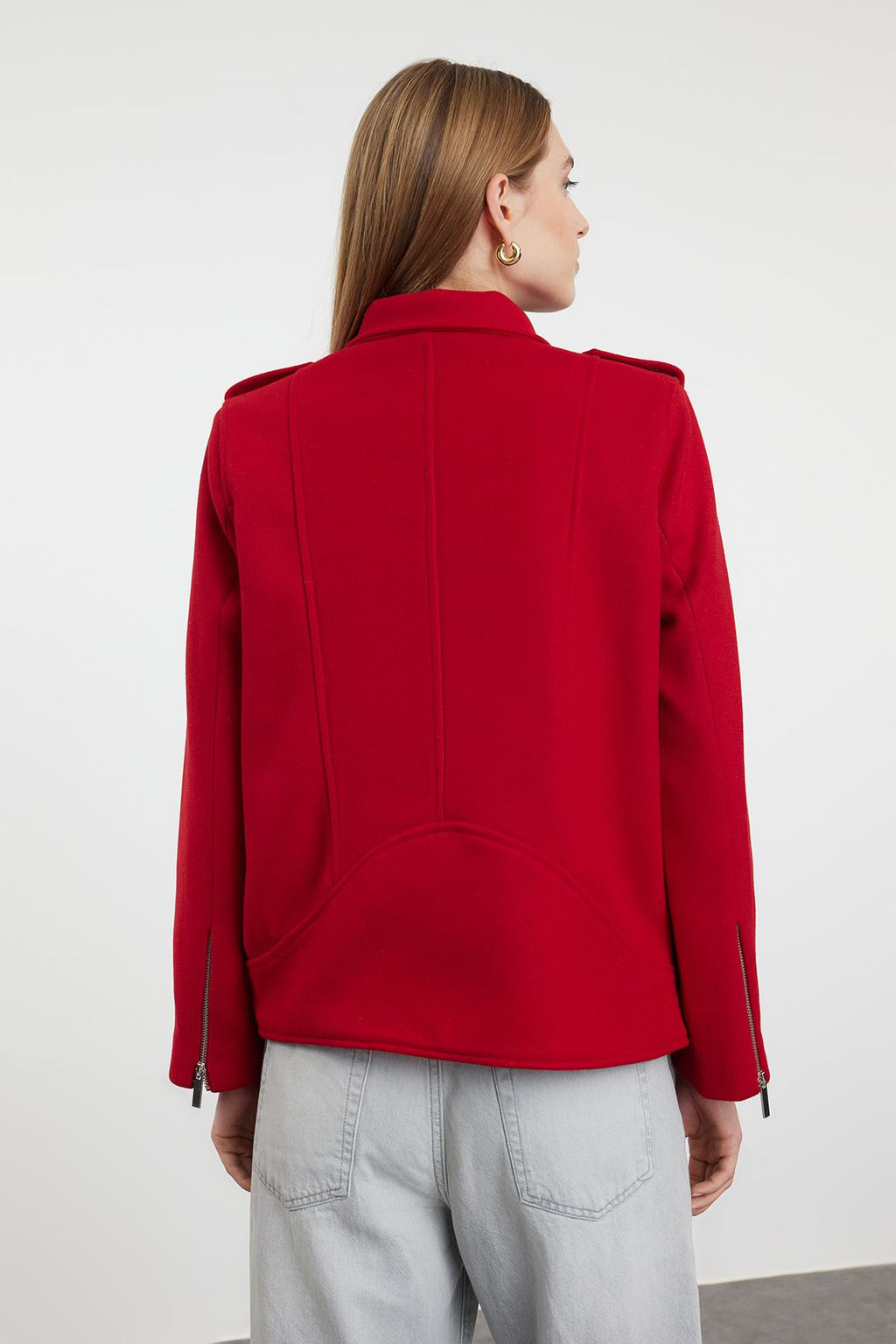 TRENDYOLMILLA Siyah Regular Kase Biker Ince Ceket Mont TWOAW25MO00131  фото 12