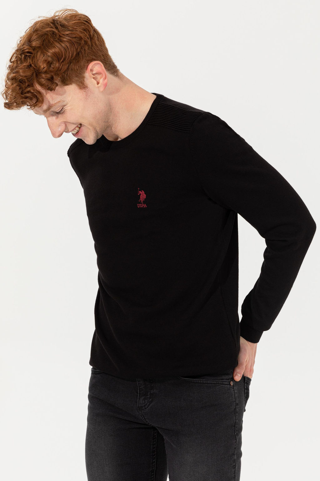 U. S. Polo Assn / Мужской черный трикотажный свитер Basic - U.s. polo assn фото 13