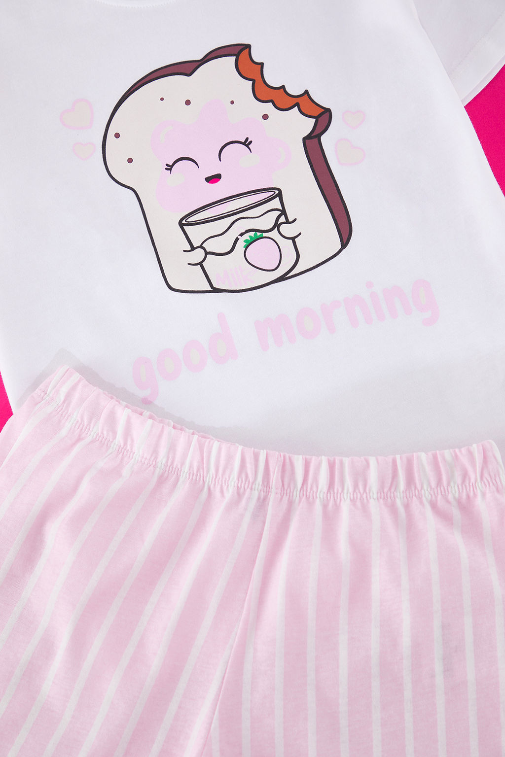 Pembe K?z Cocuk %100 Pamuk Cizgili K?sa Kol Mini Me/Anne-K?z Orme Pijama Tak?m? TKDSS25PT00022 - Trendyolmilla фото 4