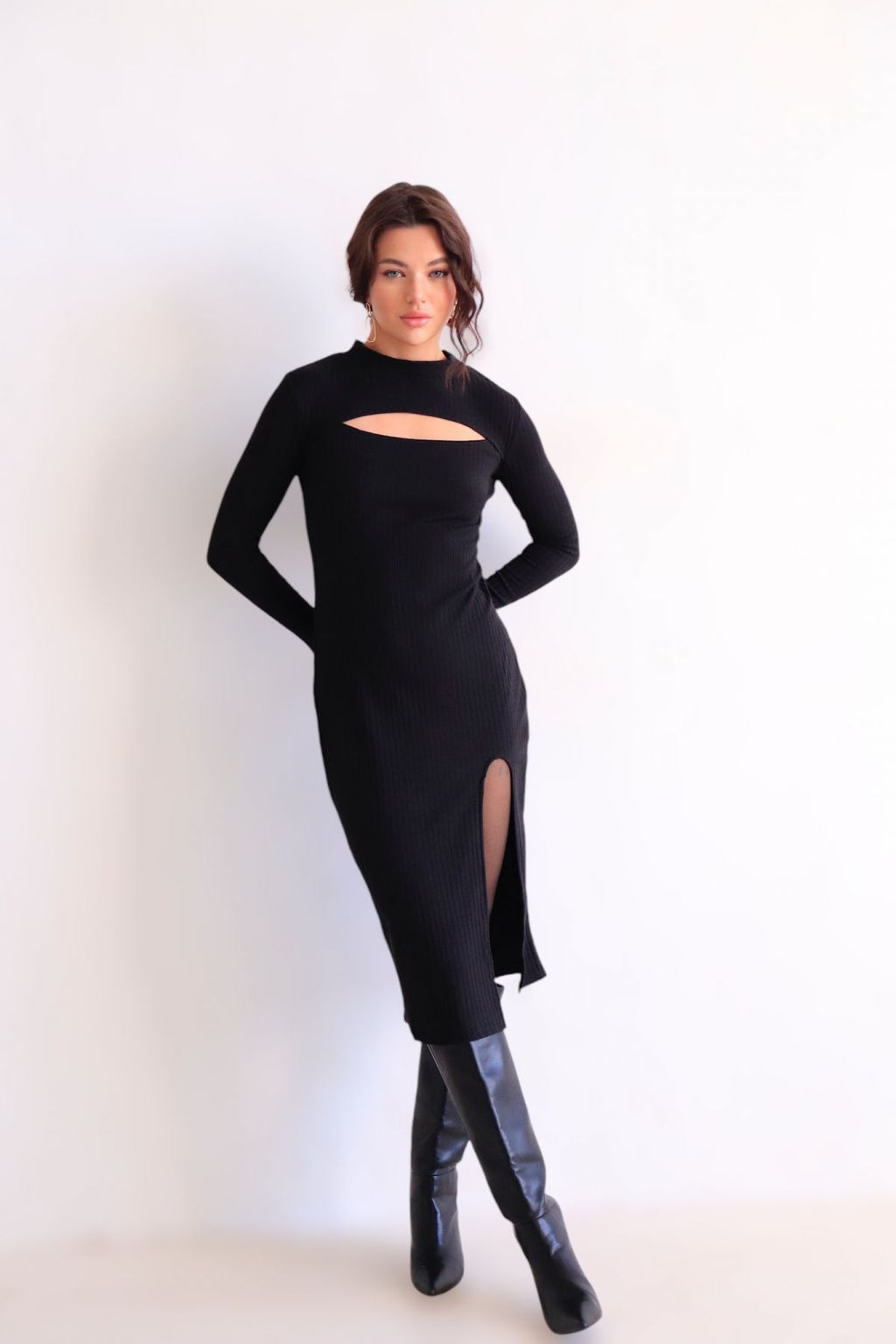 Martichelli Платье чёрное с вырезом фото 3