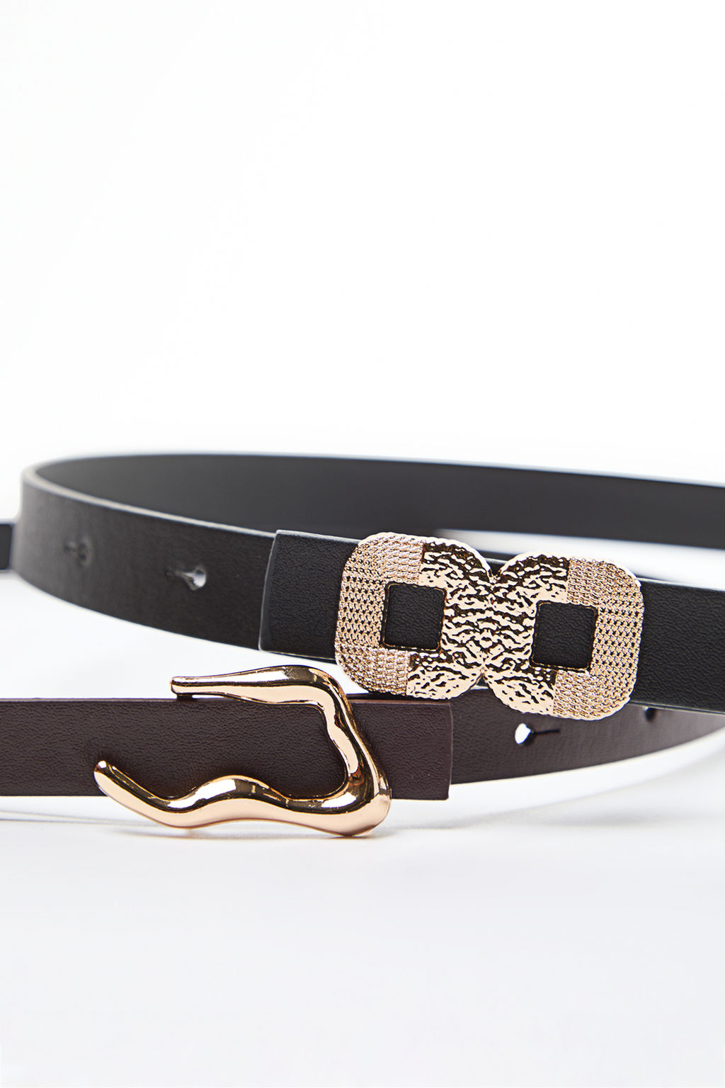 Siyah-Bordo Tokal? 2li Paket Deri Gorunumlu Kad?n Kemer TWOAW25KE00000