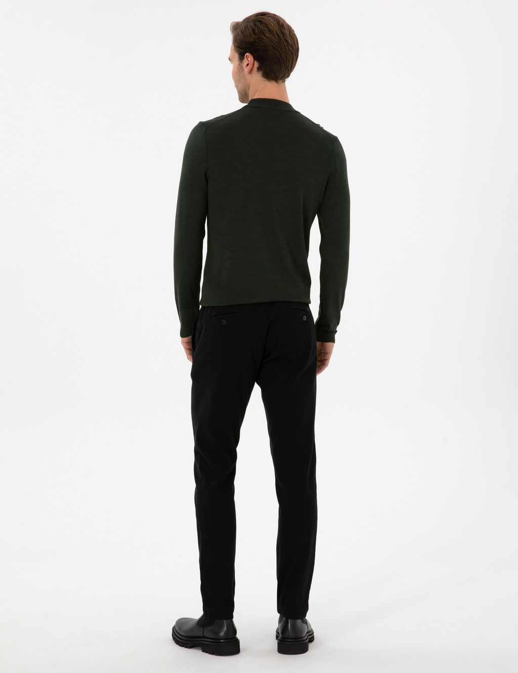 Siyah Slim Fit Pamuk Kar___ml_ Kanvas Pantolon