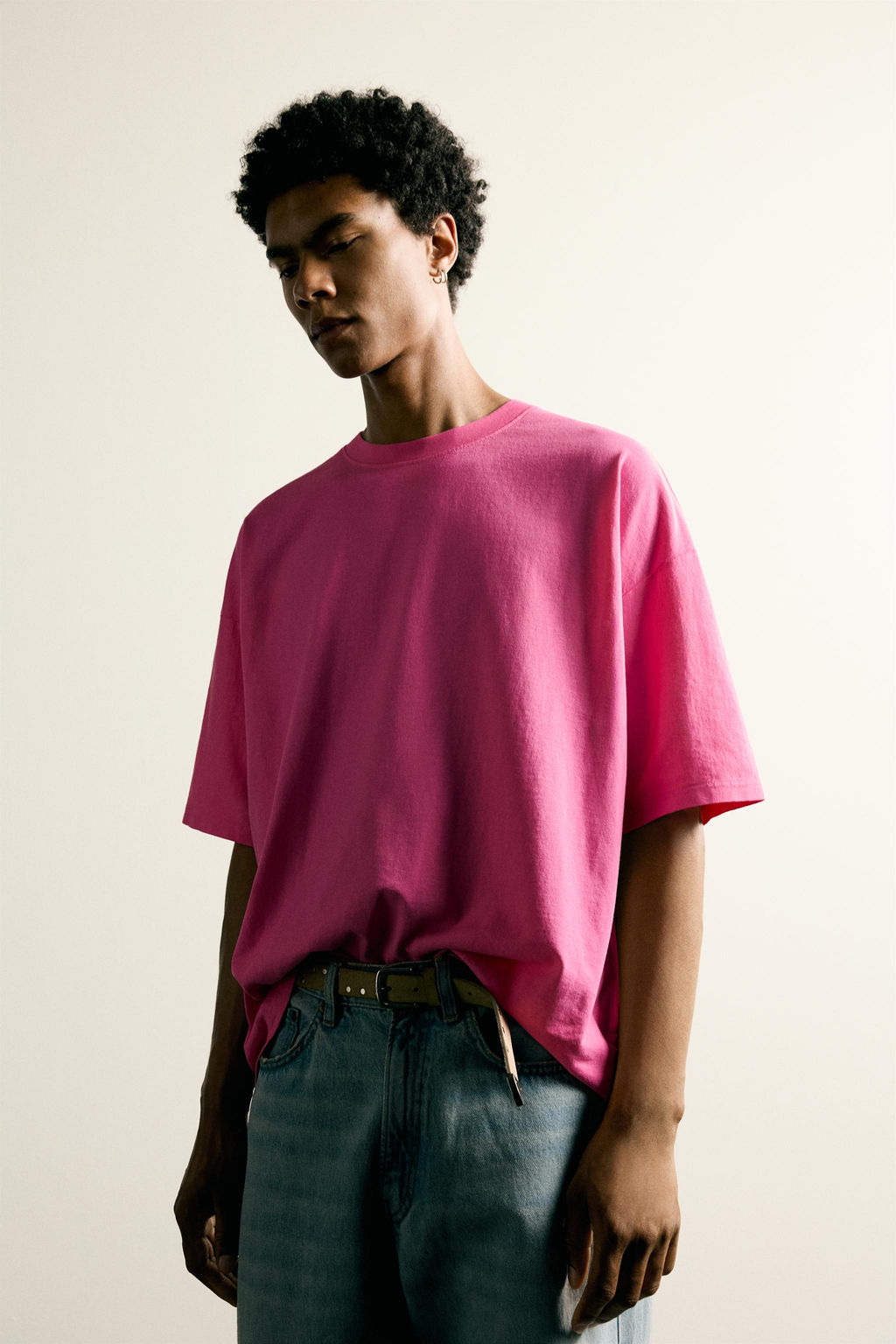 CAMISETA LAVADA RELAXED FIT B?SICA / Fucsia Oscuro - Zara фото 6