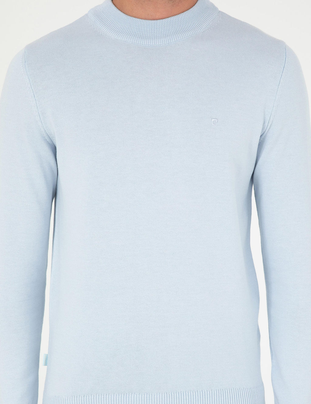 A__k Mavi Slim Fit Yar_m Bal_k__ Yaka Basic Triko Kazak - Pierre cardin фото 6