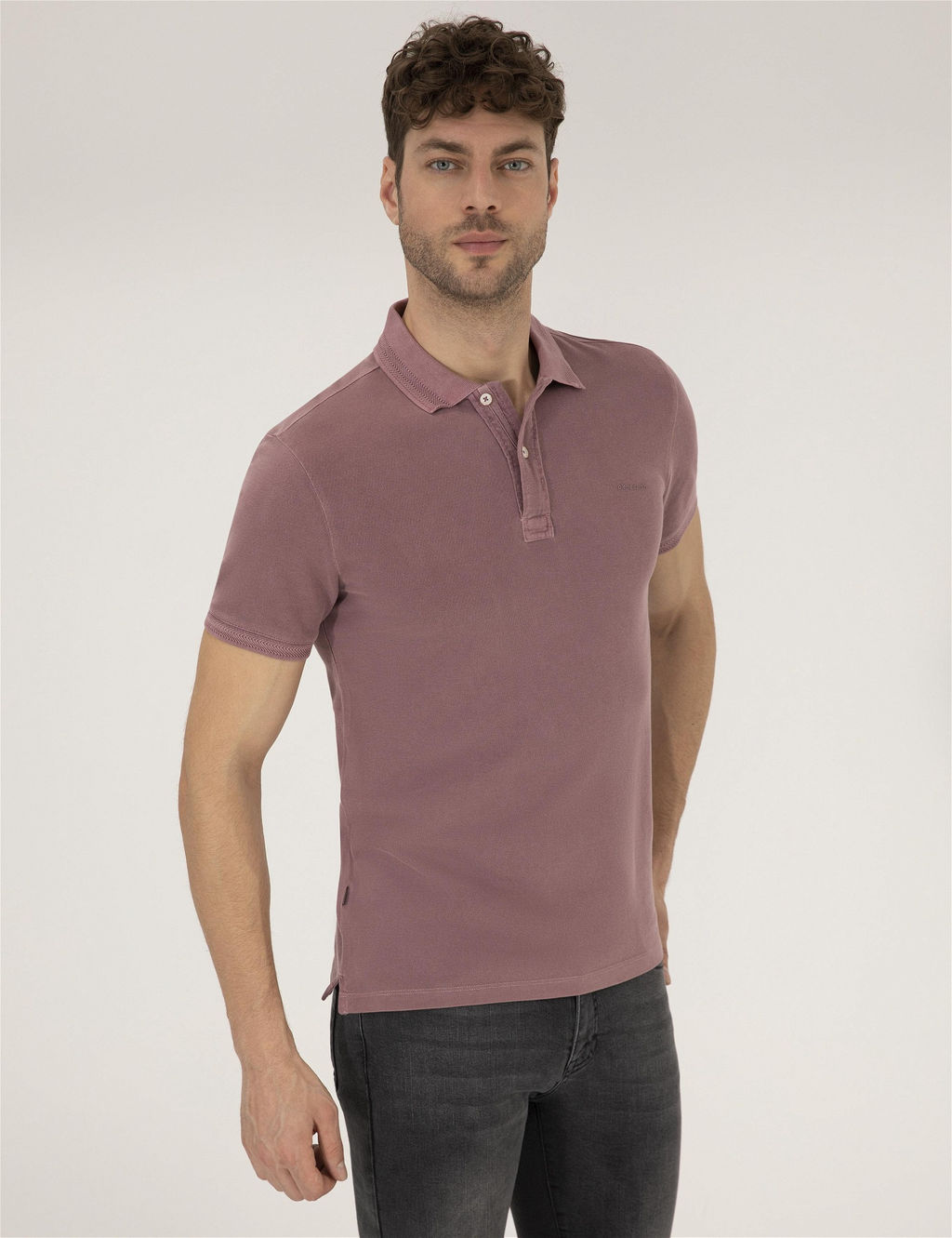 Pembe Dokulu Slim Fit Polo Yaka Ti__rt