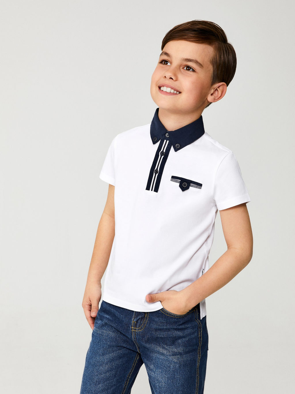 ACOOLA / Сорочка-поло верхняя для мальчиков Tukor белый  фото 4