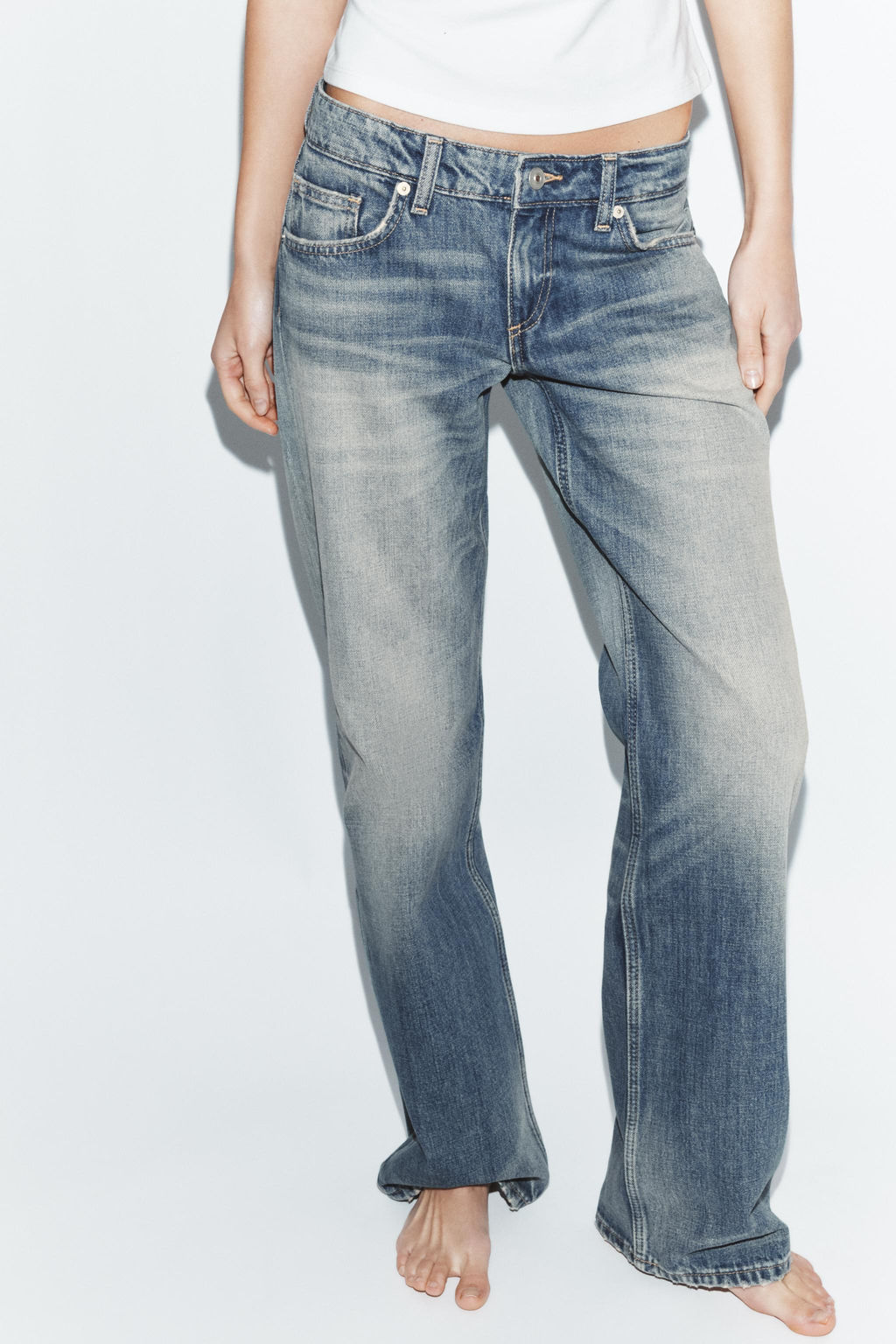 JEANS TRF WIDE LEG TIRO BAJO / Azul medio - Zara фото 2