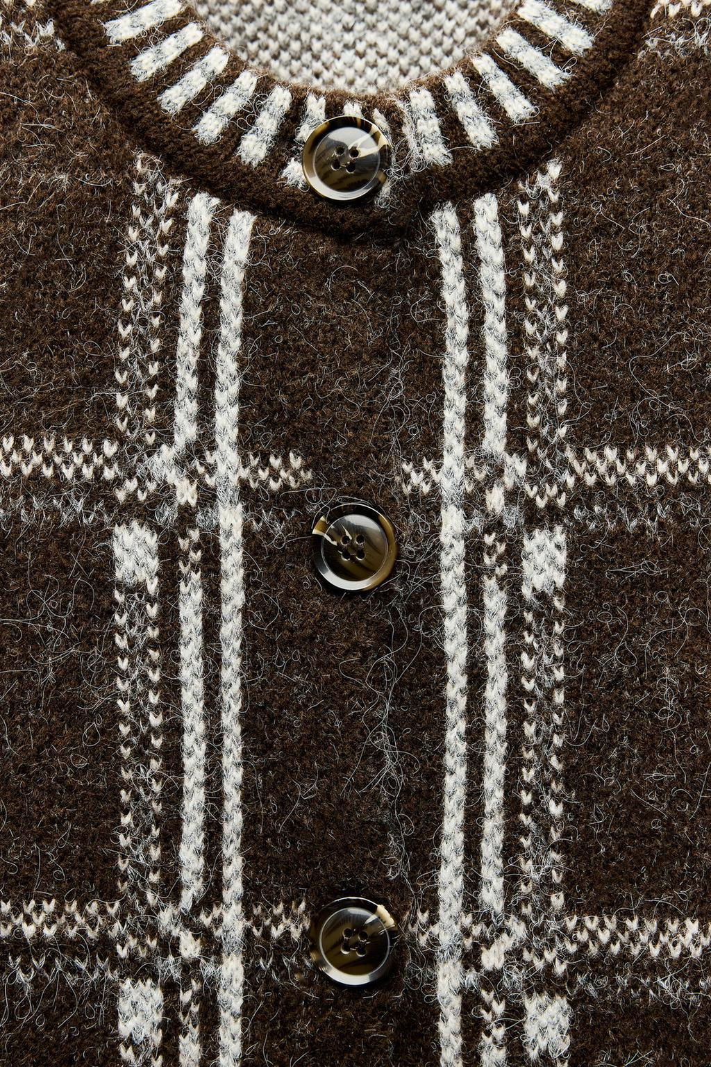 CHECKED KNIT CARDIGAN - Zara фото 6