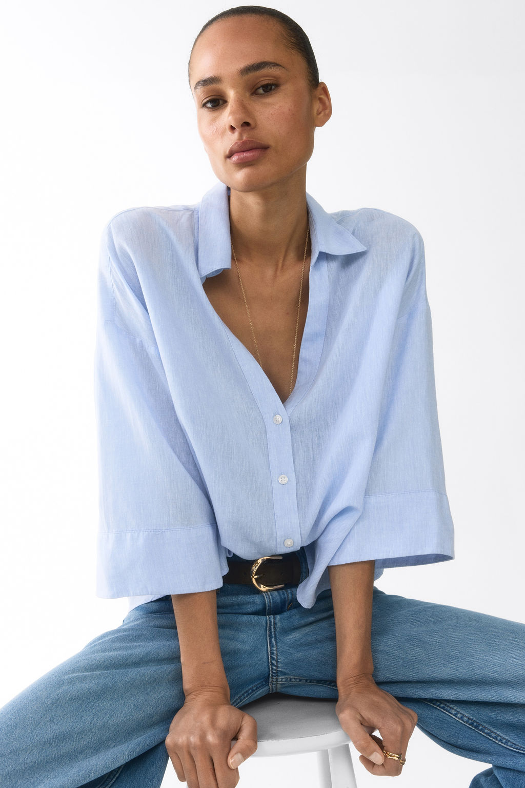 Camisa en mezcla de lino - H&m фото 9