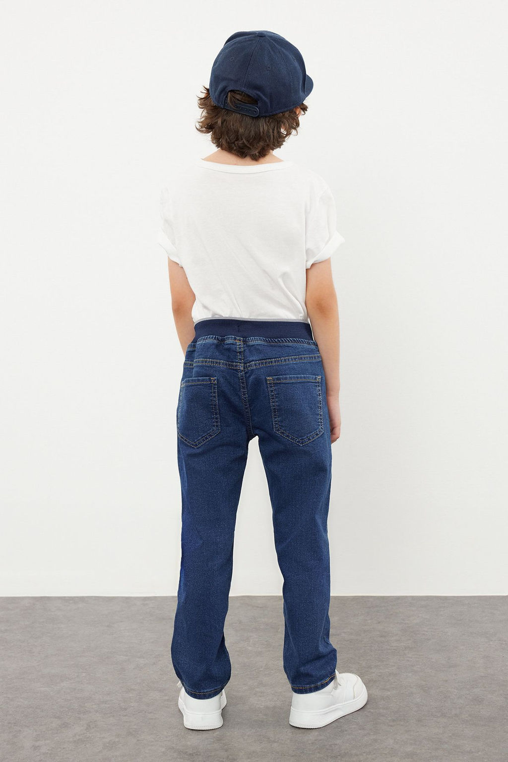 Erkek Cocuk Koyu Mavi Beli Lastikli Esnek Skinny Denim Pantolon Jean TKDSS24PL00014 - Trendyolmilla фото 4