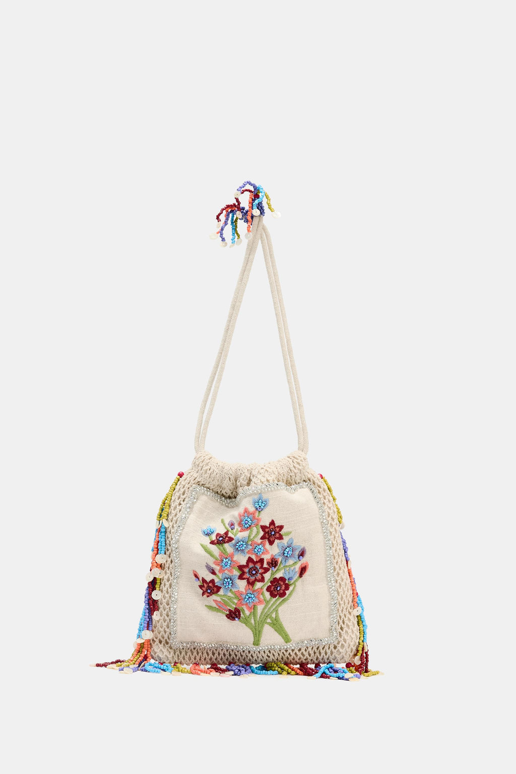 FLORAL EMBROIDERED BUCKET BAG