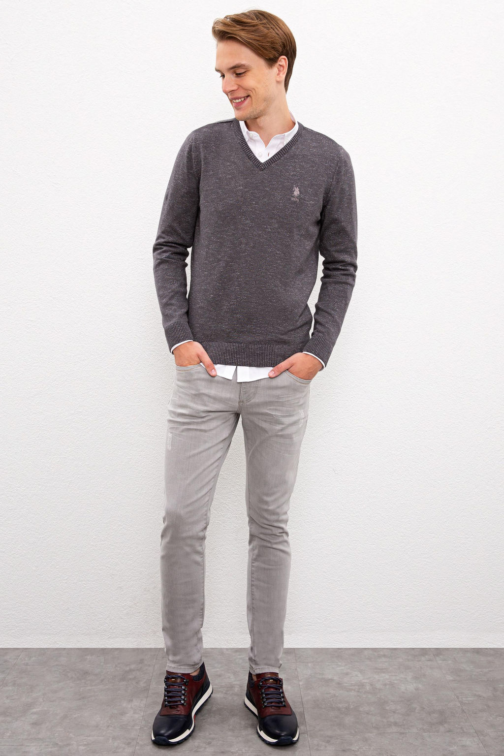 Erkek Antrasit Melanj Kazak