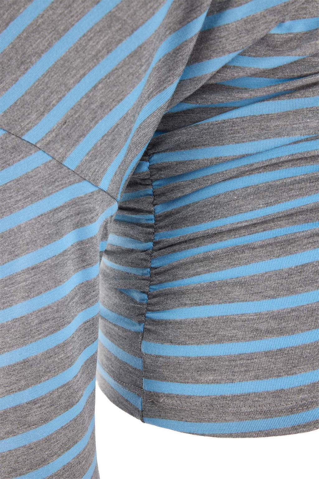 Gri Melanj-Mavi _izgili Asimetrik Yaka Beli B_g_l_ _rme T-Shirt TWOAW27TS00054 - Trendyolmilla фото 2