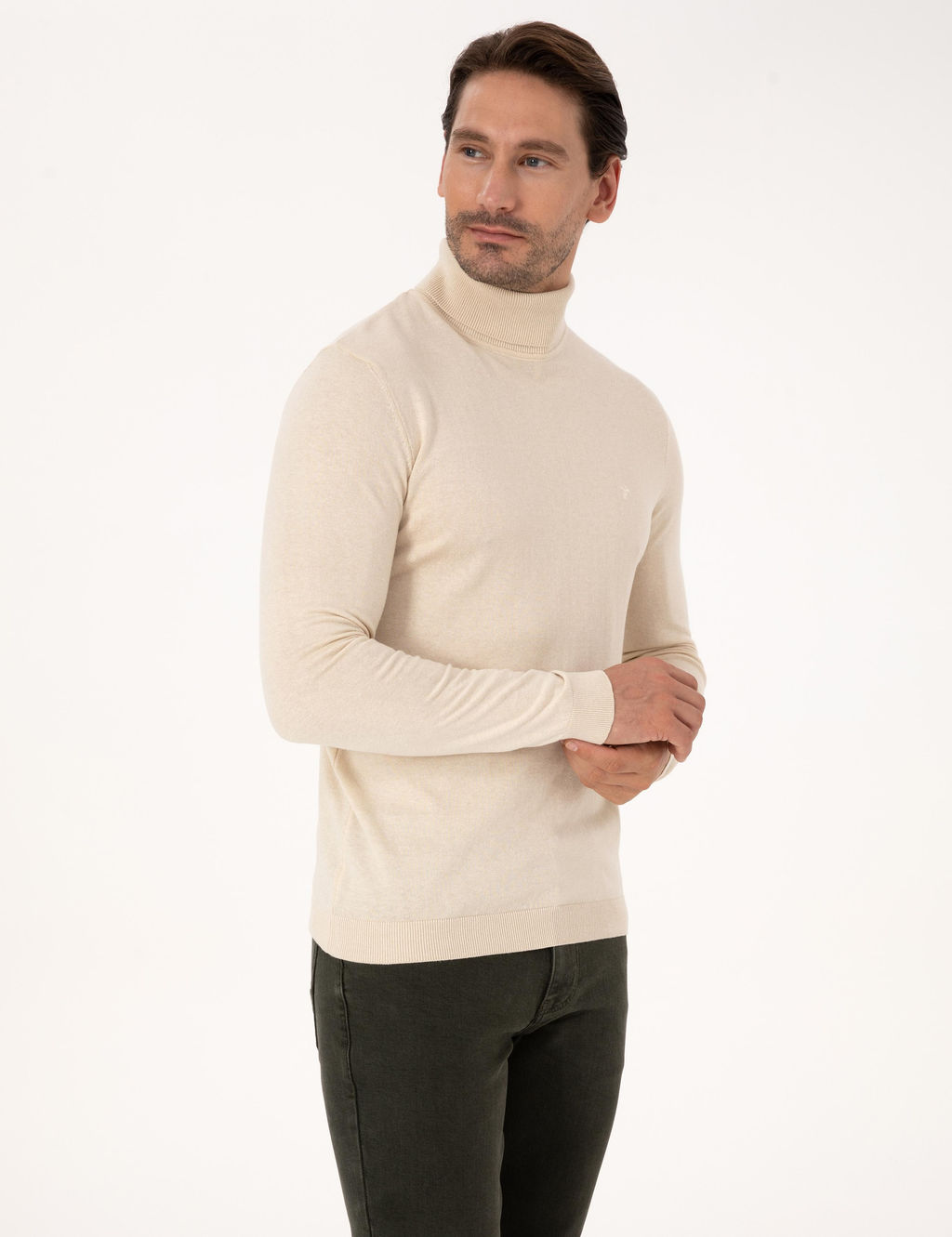 Bej Slim Fit Basic Kazak - Cacharel фото 3