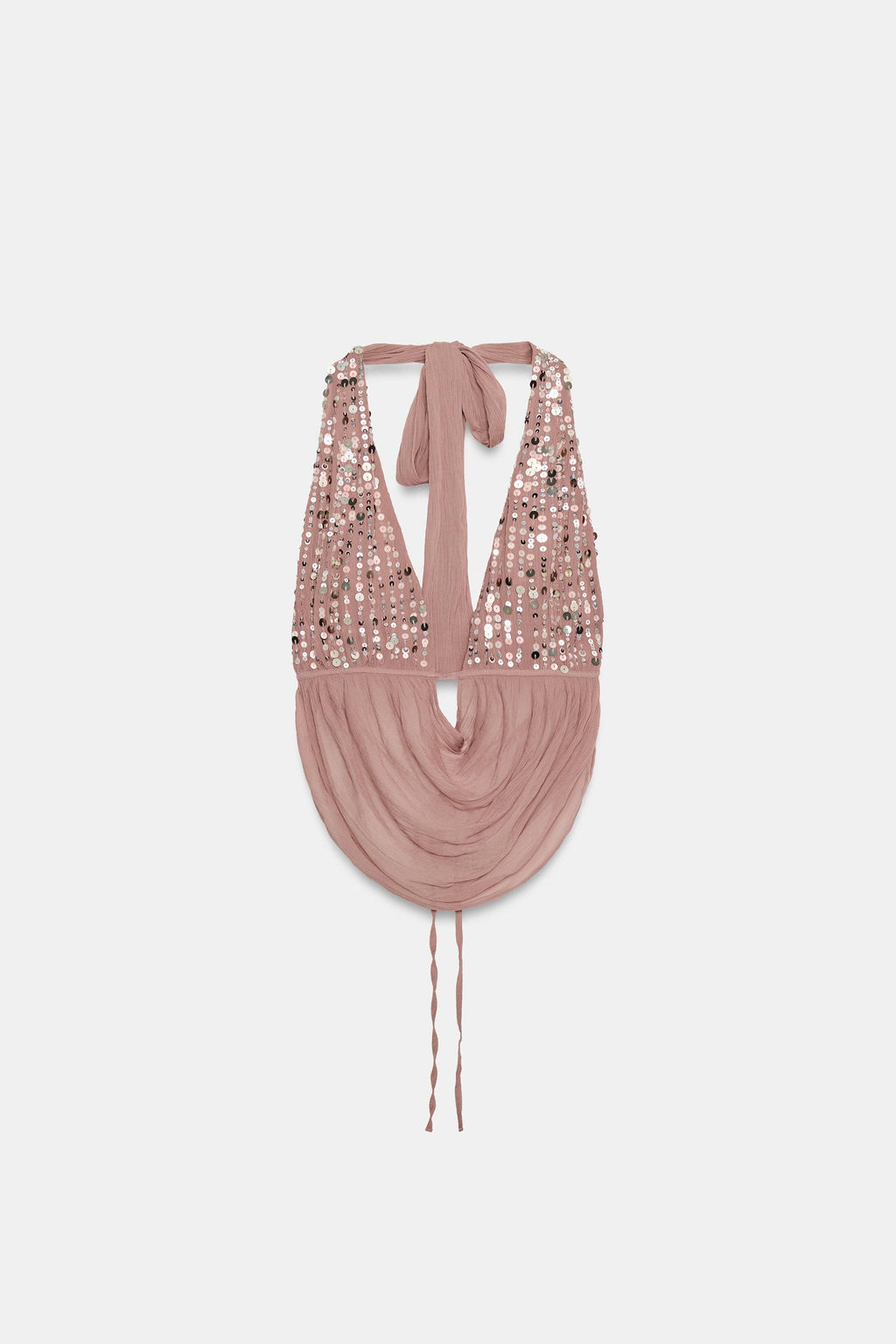 TOP HALTER LENTEJUELAS / Rosa palo