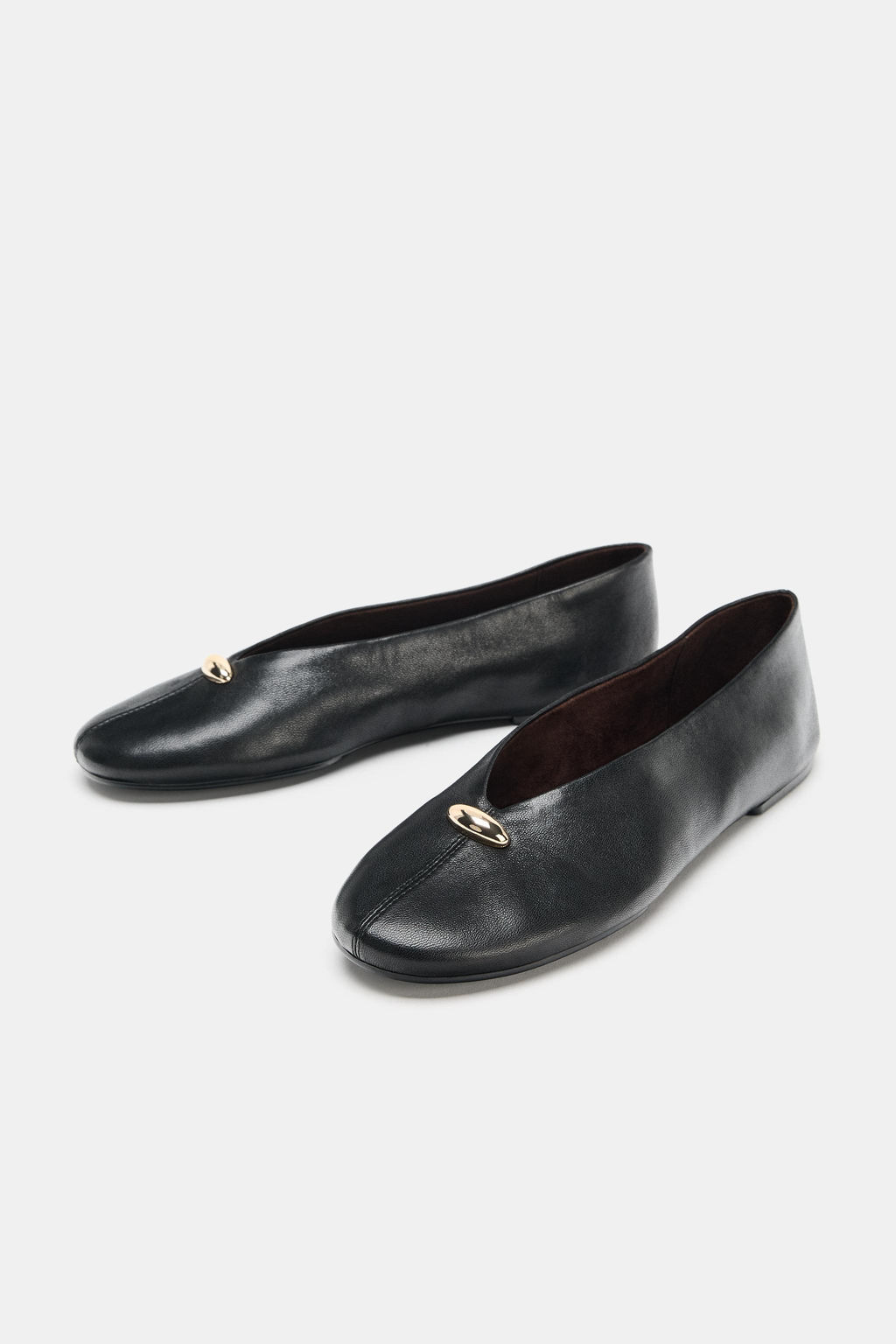 LEATHER BALLET FLATS WITH APPLIQU_ - Zara фото 9