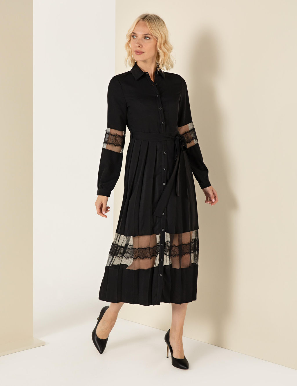 Siyah Uzunkollu Elbise - Pierre cardin фото 2