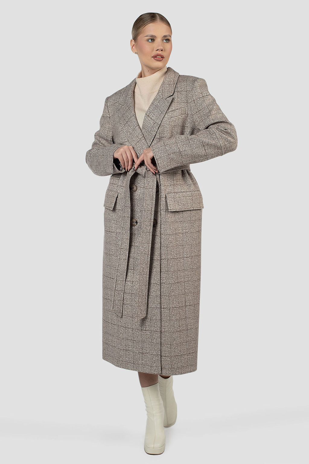 01-12048 Пальто женское демисезонное (пояс)