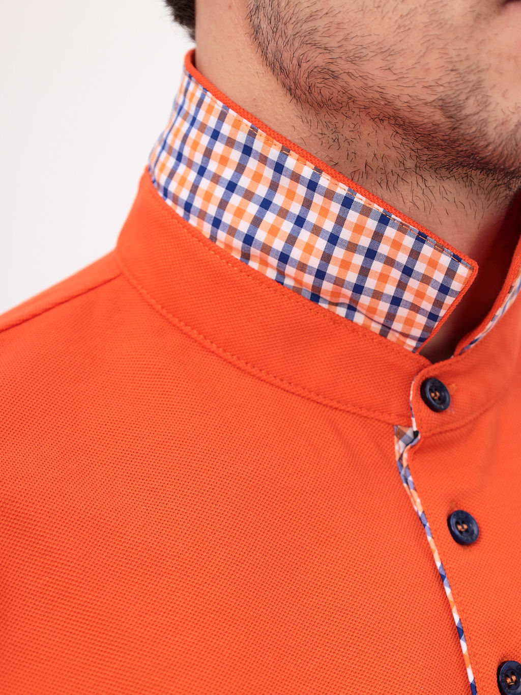 Джемпер мужской с воротником поло короткий рукав GREG G144-PO1246T-CTP1023 (оранжевый)  фото 4