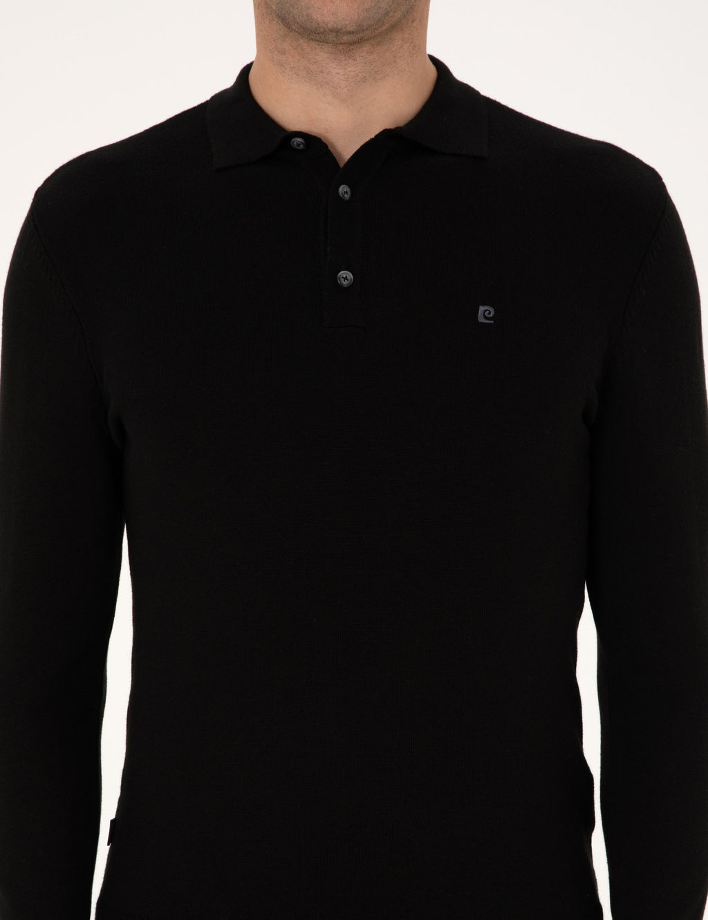Siyah Slim Fit Polo Yaka Basic Triko Kazak - Pierre cardin фото 6