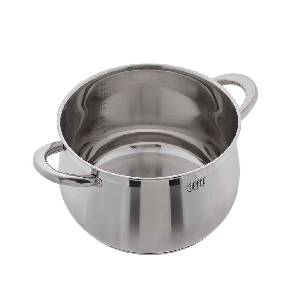 1746 GIPFEL Кастрюля SERENADE 24x15,5см/7л со стеклянной крышкой. Материал: нерж. сталь 18/10. Толщина 0,6мм  фото 4